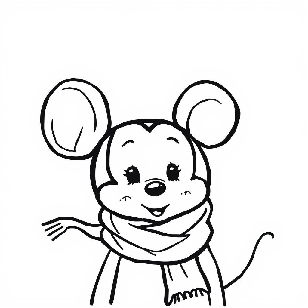 Mickey Mouse in autumn scarf.