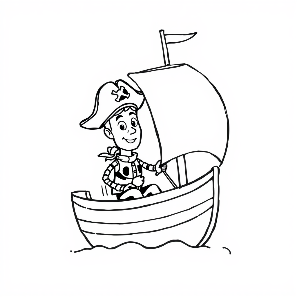 Woody sailing a pirate ship