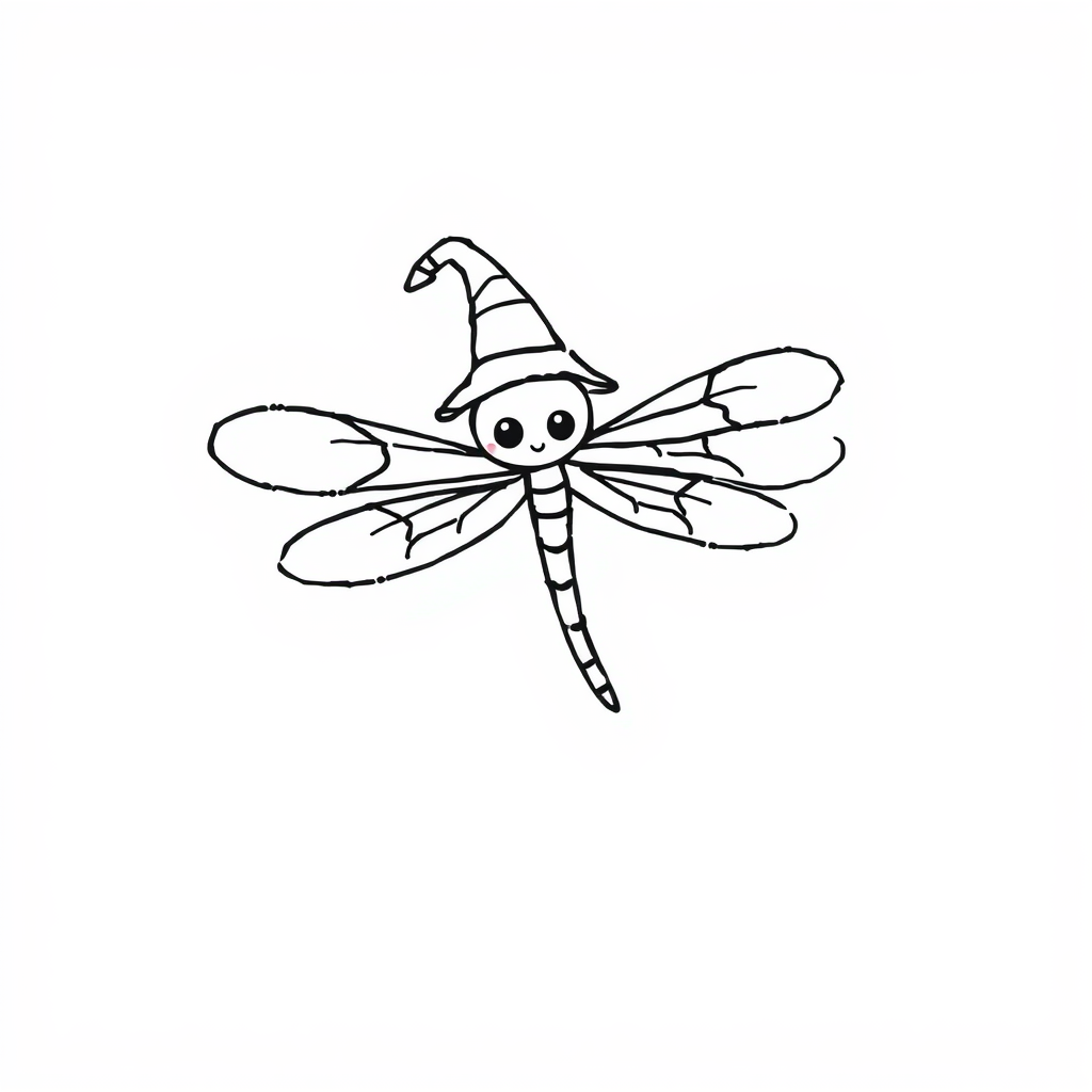 Dragonfly with tiny wizard hat