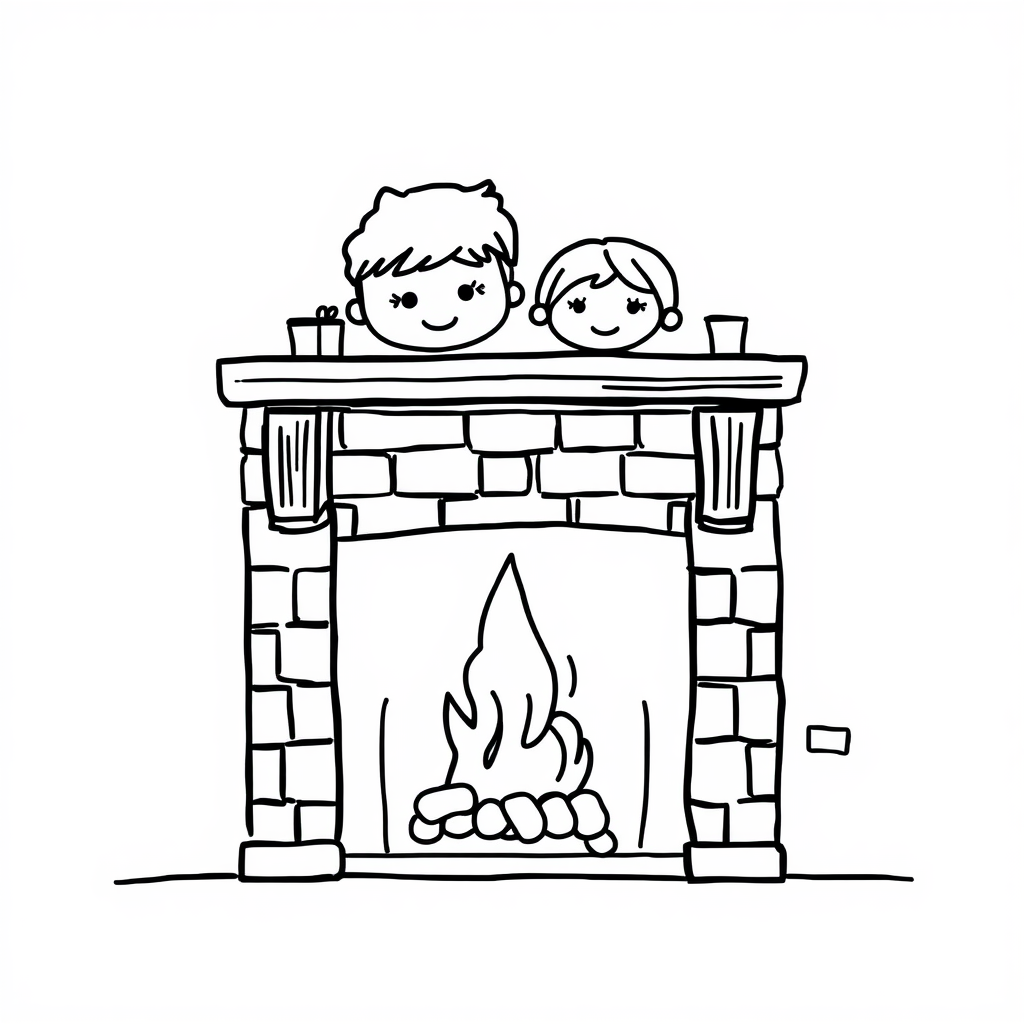 Family portrait above fireplace