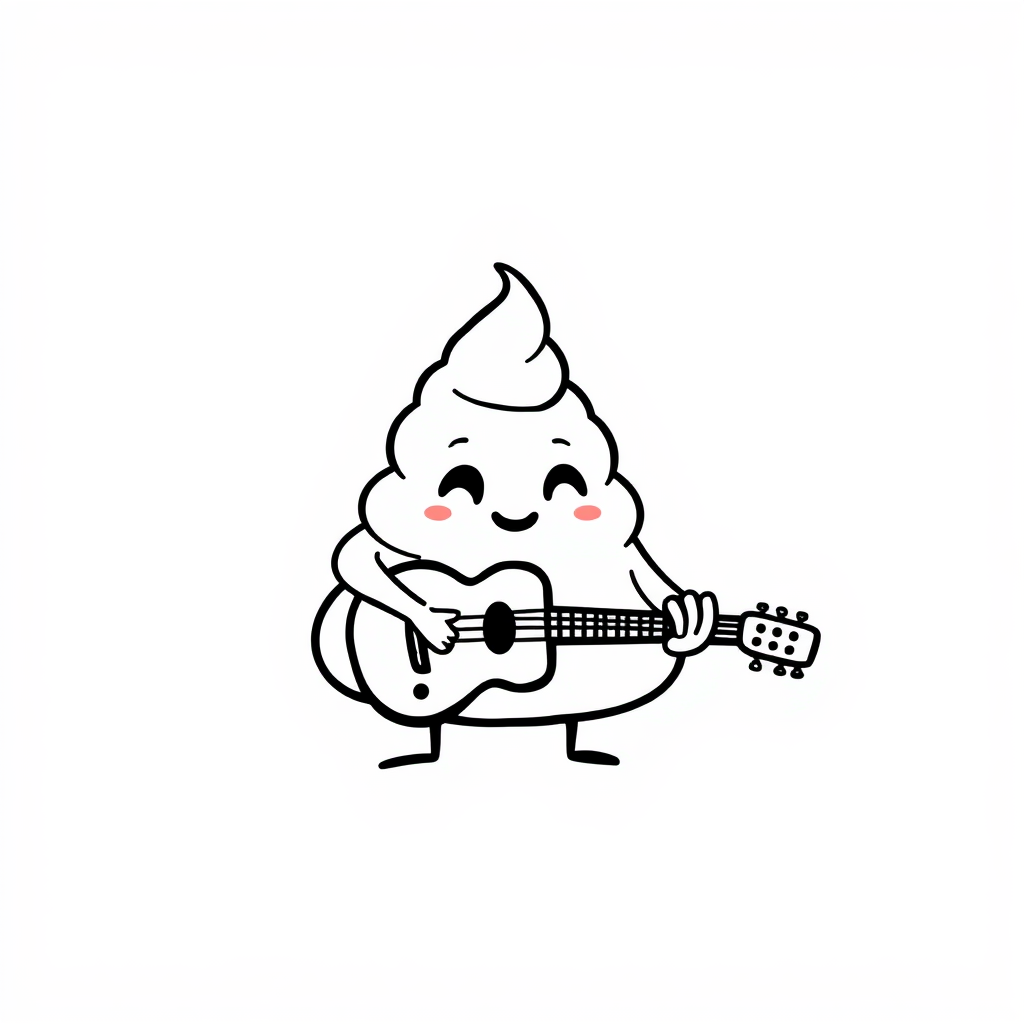 Poop emoji playing guitar