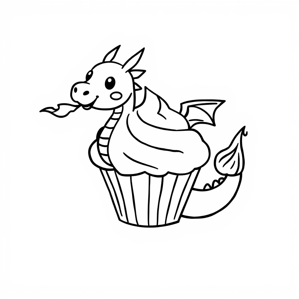 Dragon cupcake breathing sugar flames