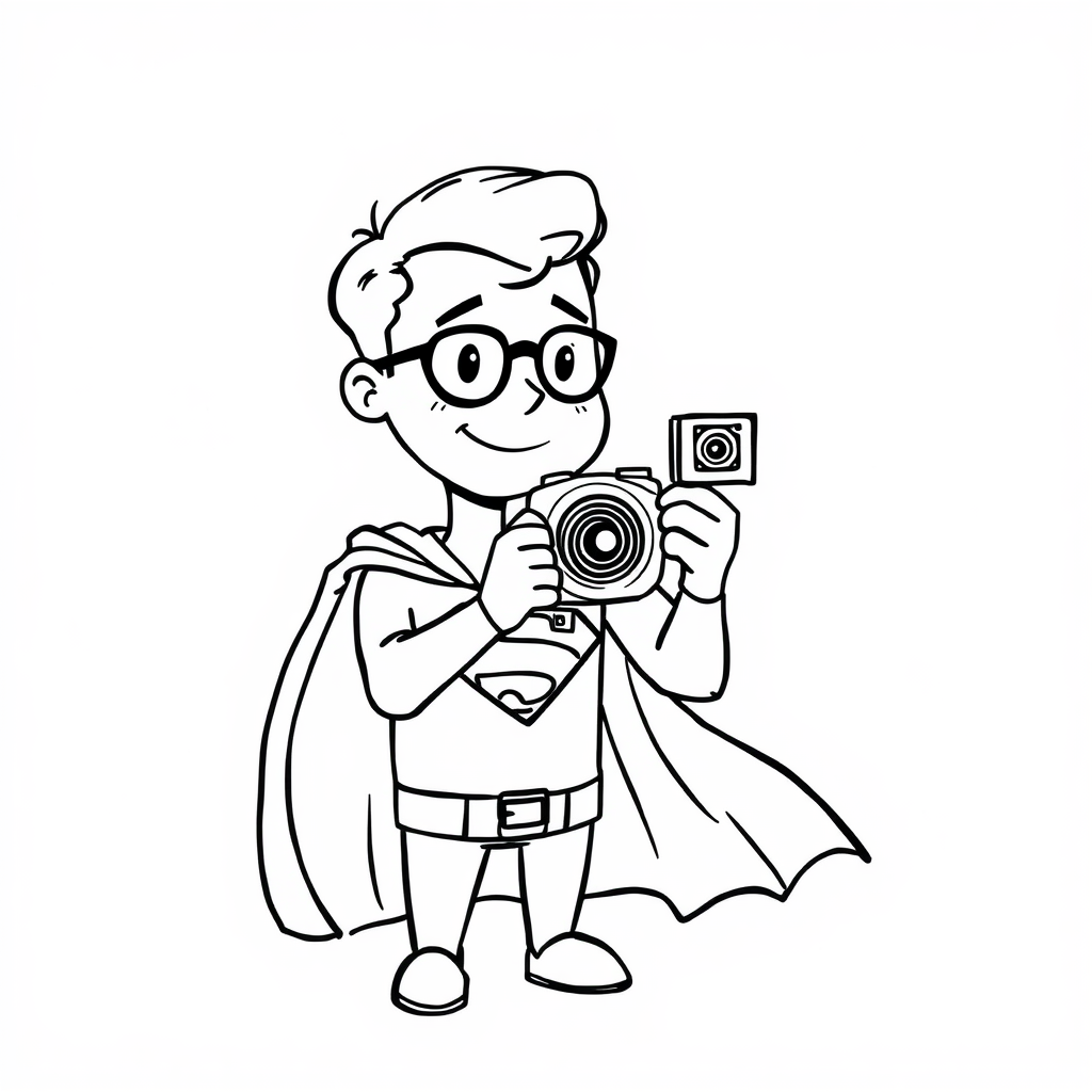 Jimmy Olsen taking Superman's photo