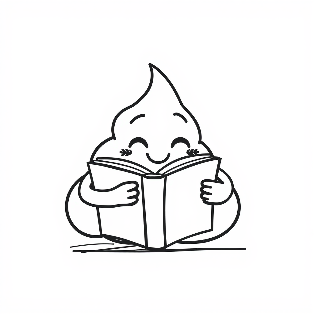 Poop emoji reading a book