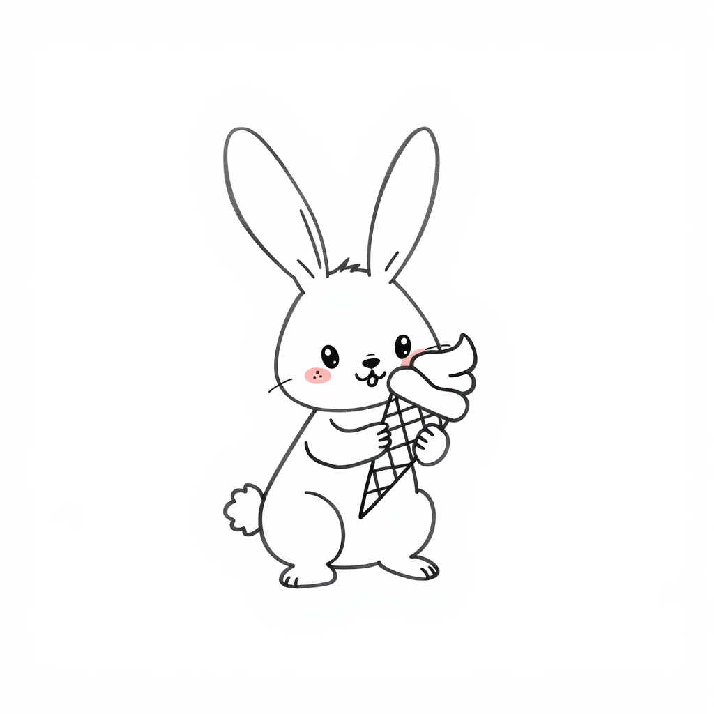 Bunny holding an ice cream cone