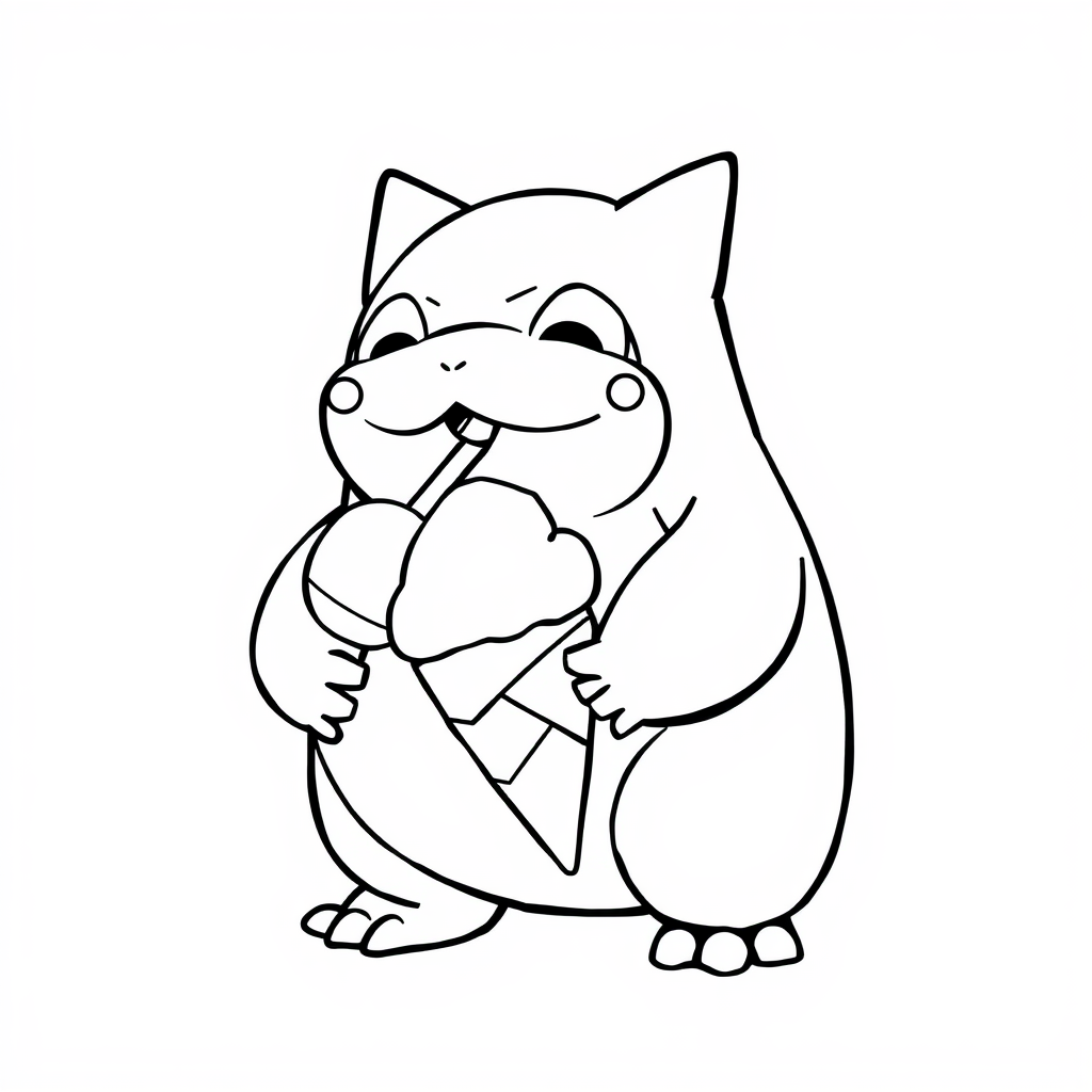 Snorlax licking an ice cream cone