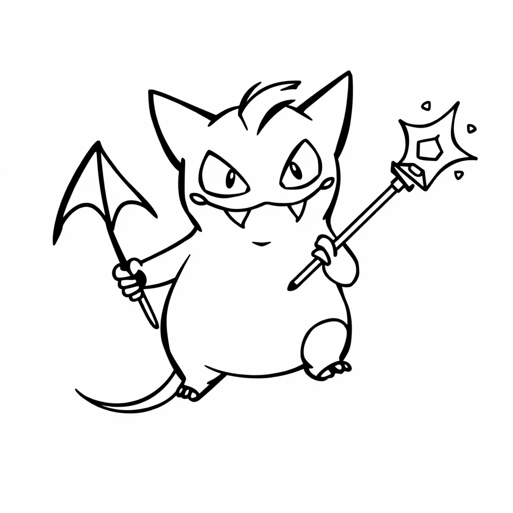 Gengar holding a magic staff