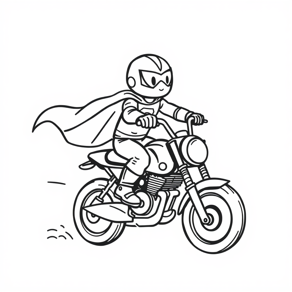 Superhero riding a motorbike