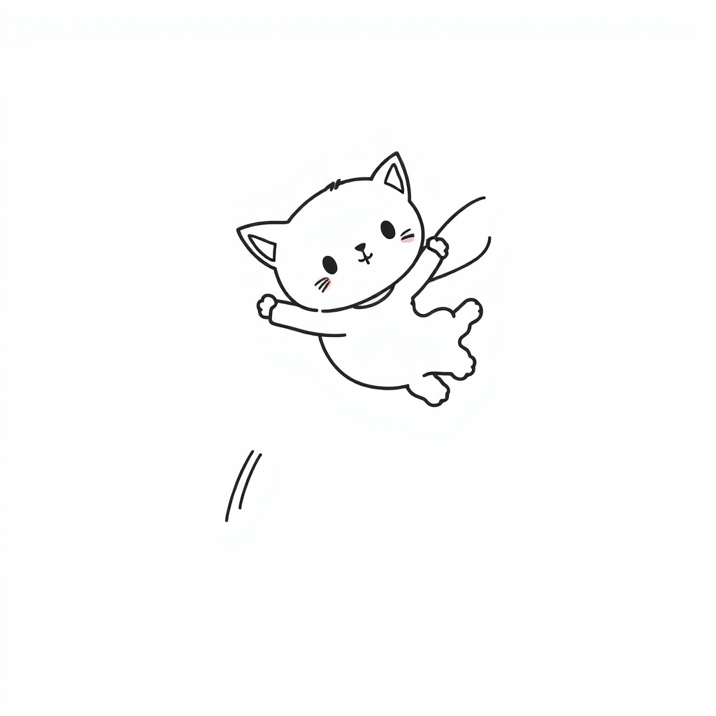 Flying hero saving falling kitten