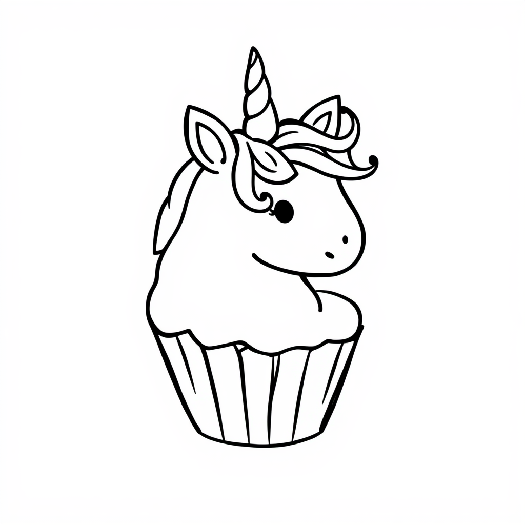 Cupcake unicorn with rainbow icing mane