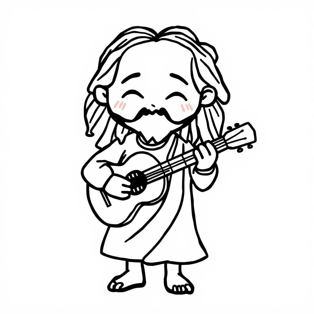 Jesus playing the guitar