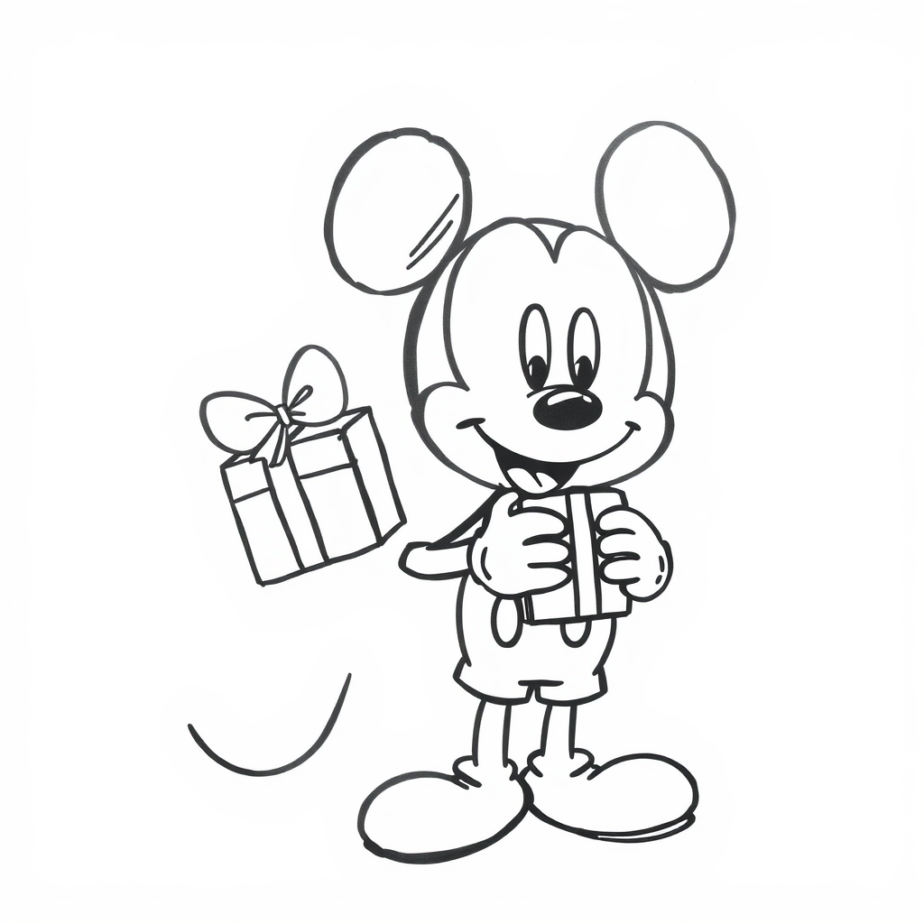 Receiving a gift from Mickey