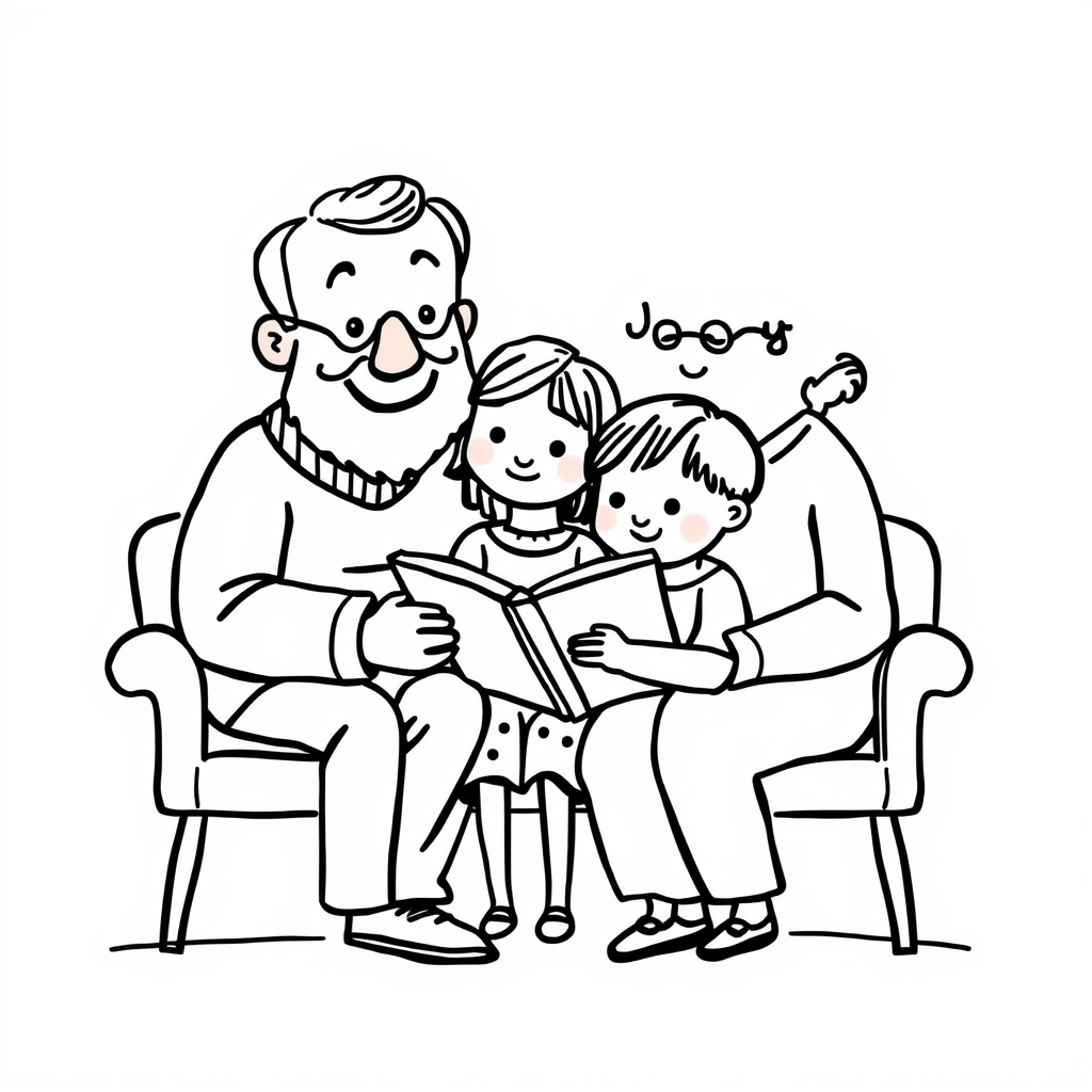 Grandparents reading to kids