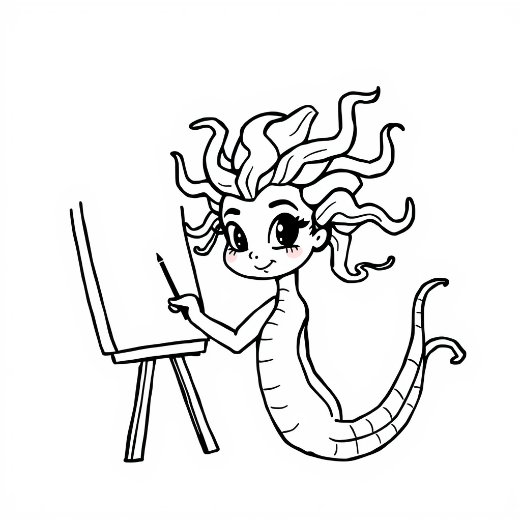 Medusa painting a portrait