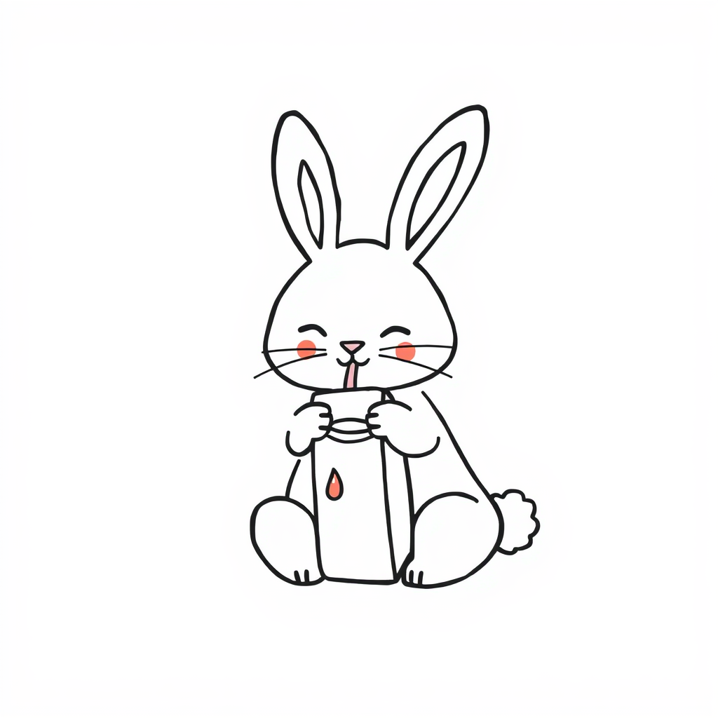 Bunny sipping from juice box