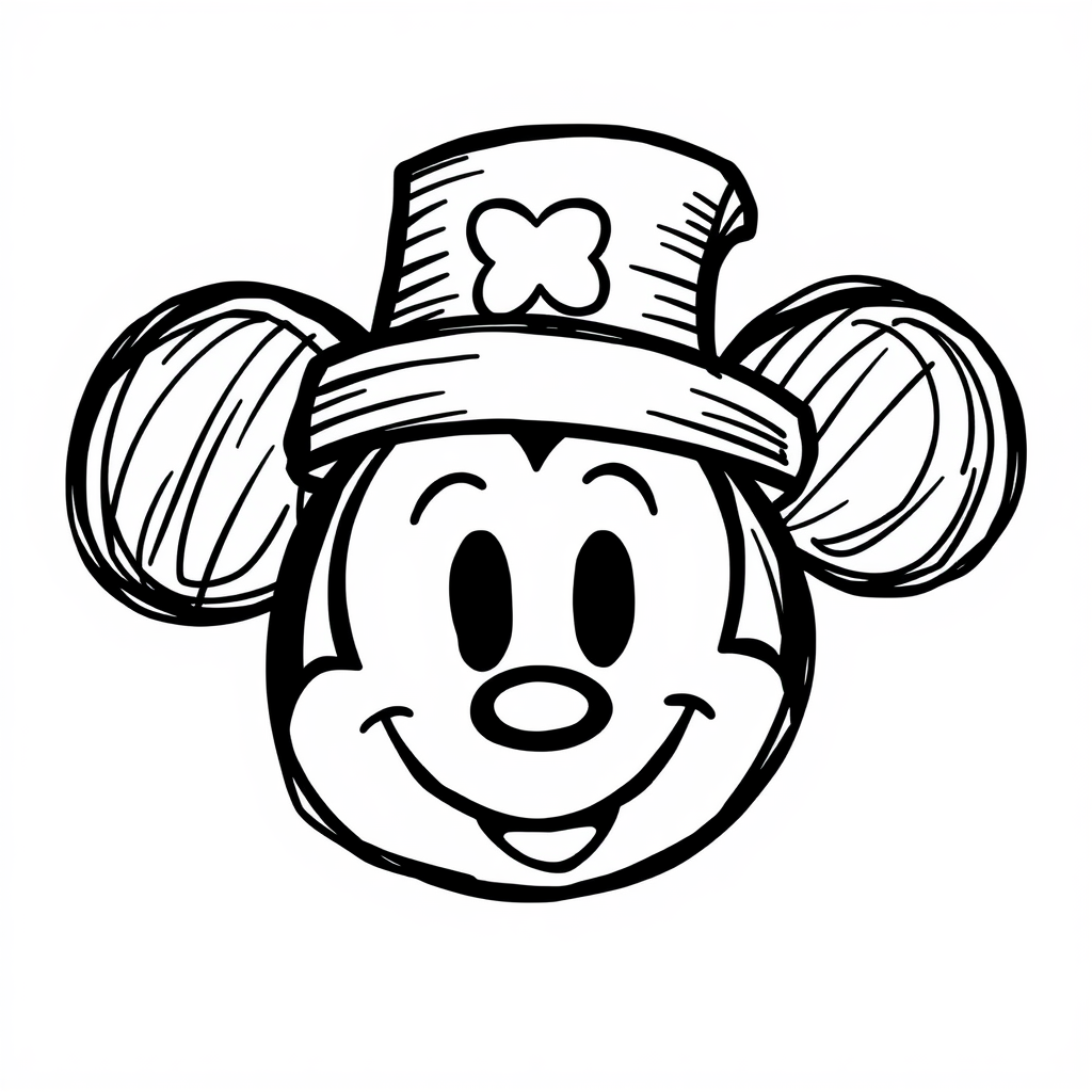 Mickey Mouse Face in leprechaun hat