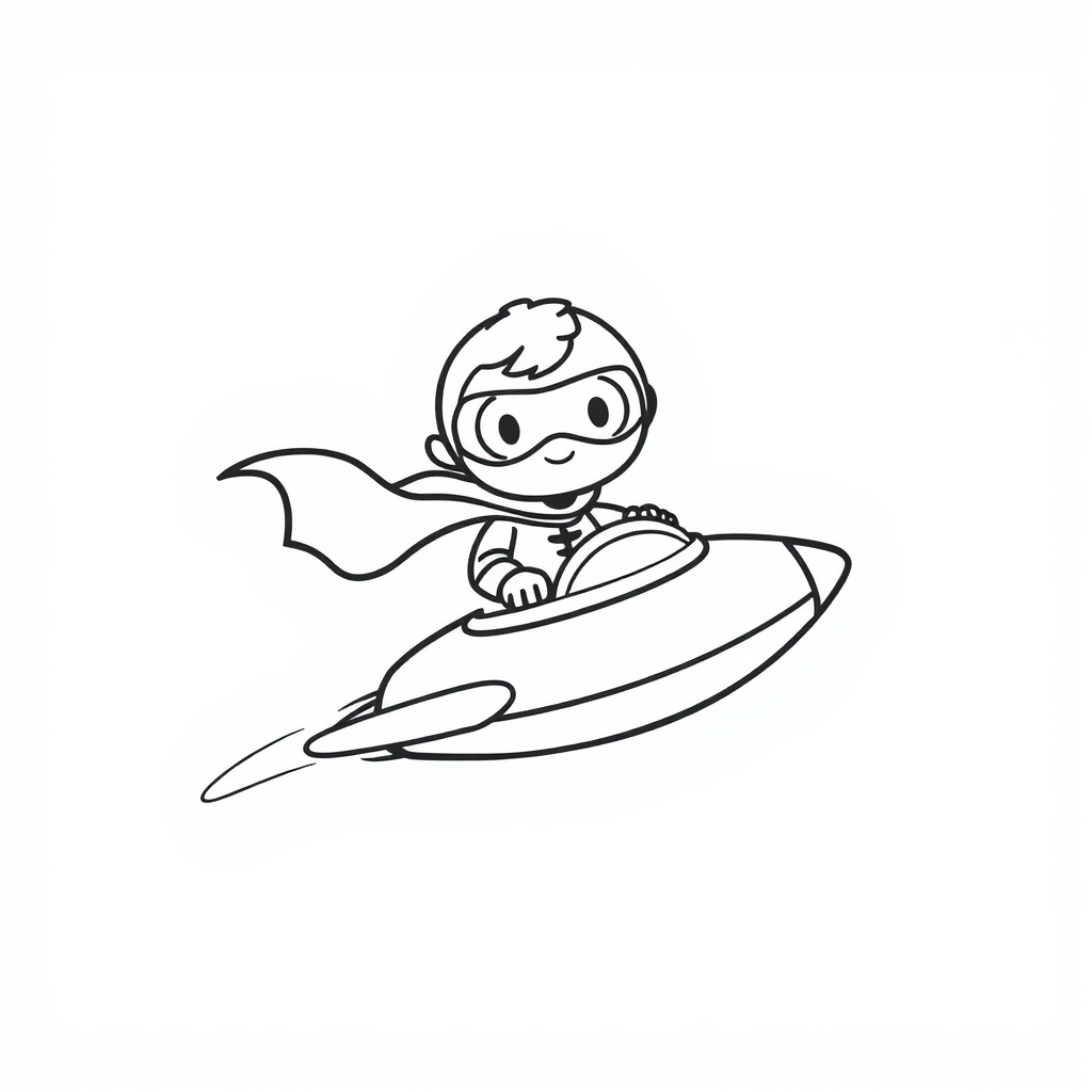 Superhero piloting a spaceship