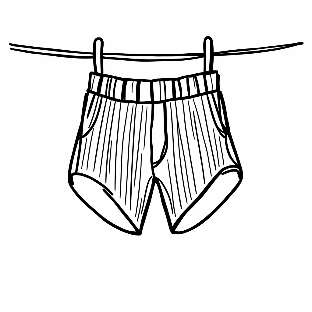 Swim trunks hanging on a line