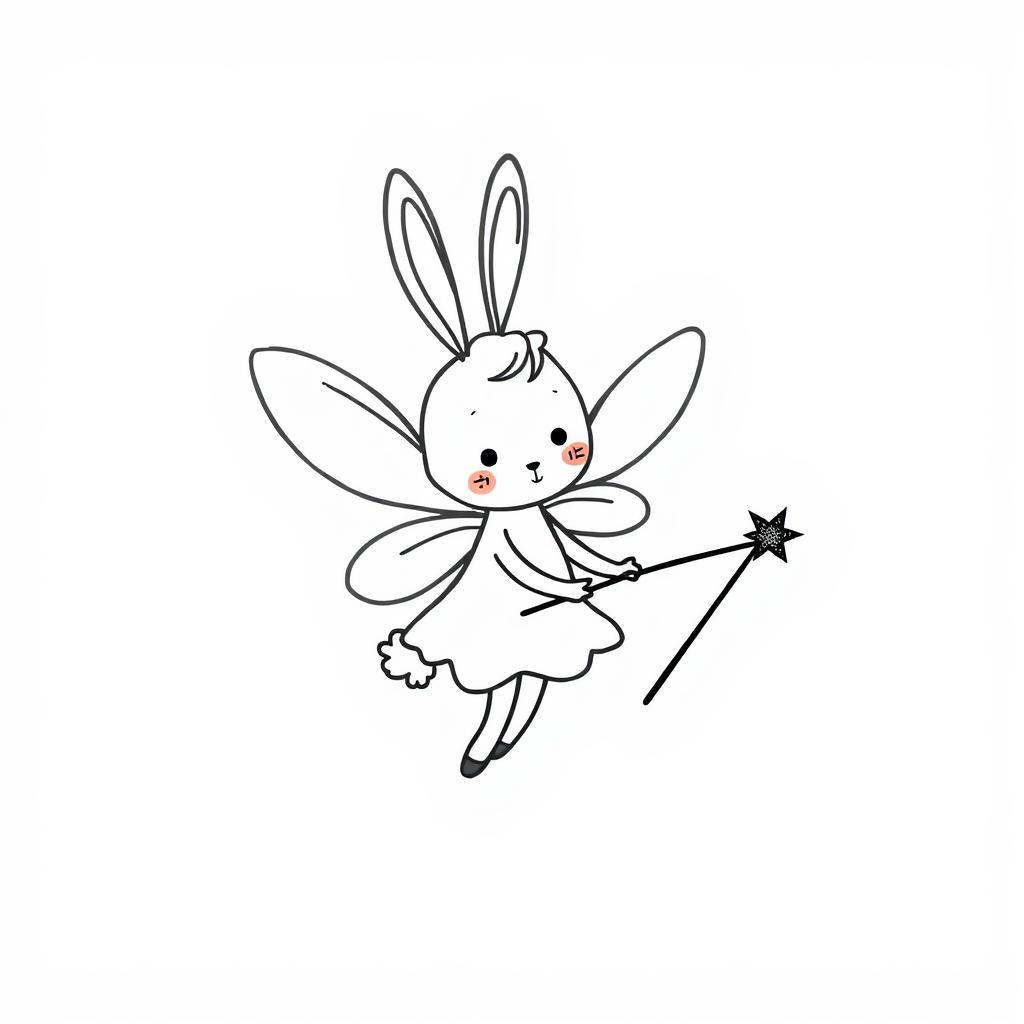 Bunny fairy with glittery wings and wand