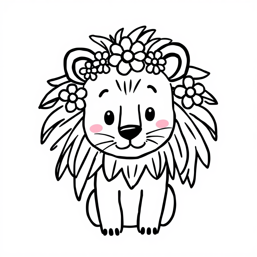 Lioness wearing a floral garland