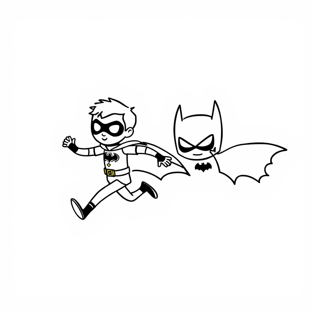 Robin and Batman running together.