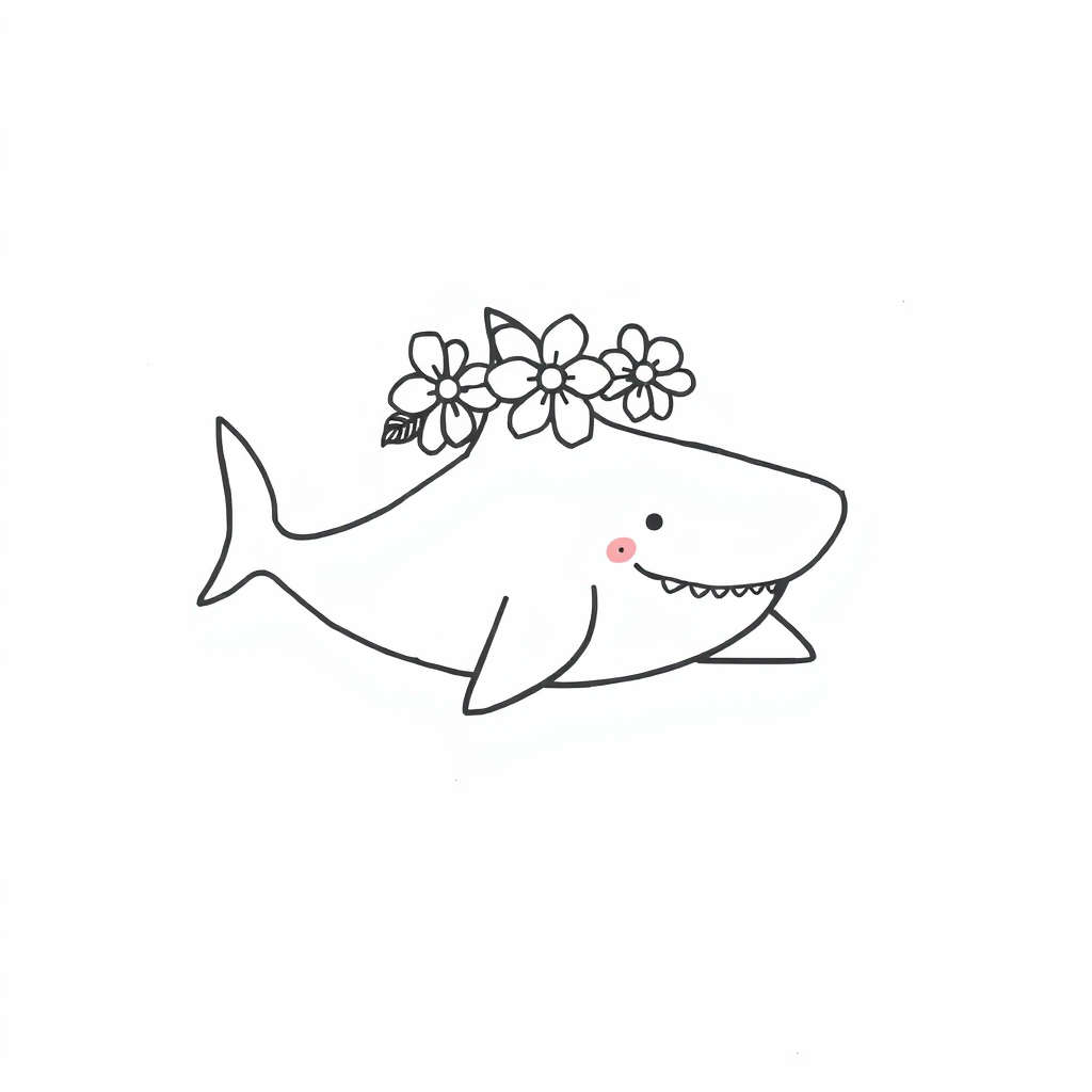 Whale Shark wearing a flower crown.