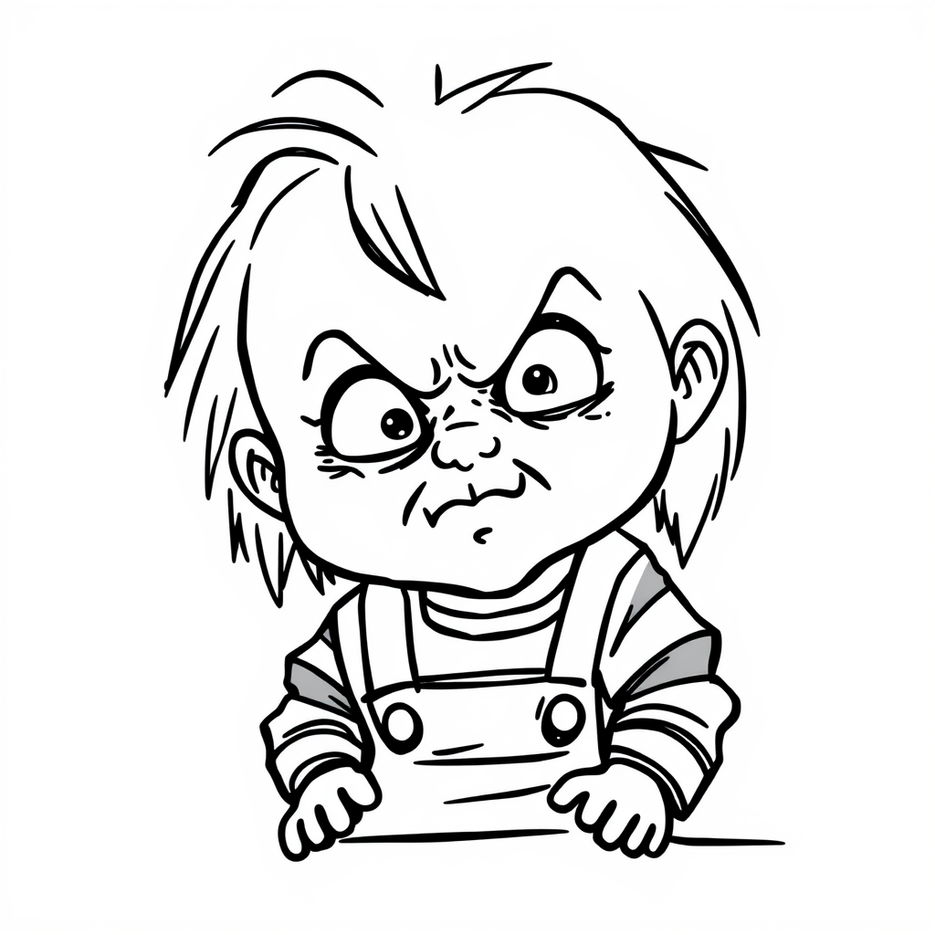 Chucky making a confused face.