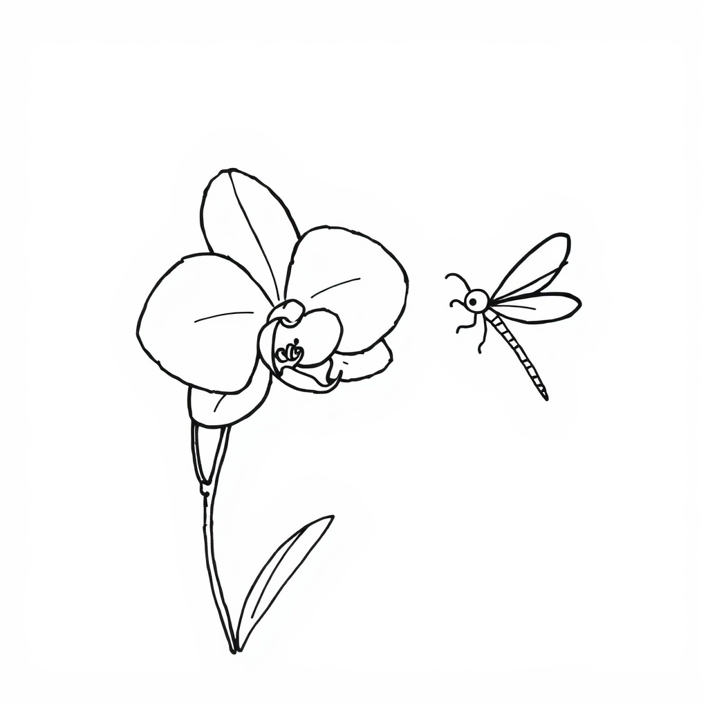 Orchid chats with a curious dragonfly.