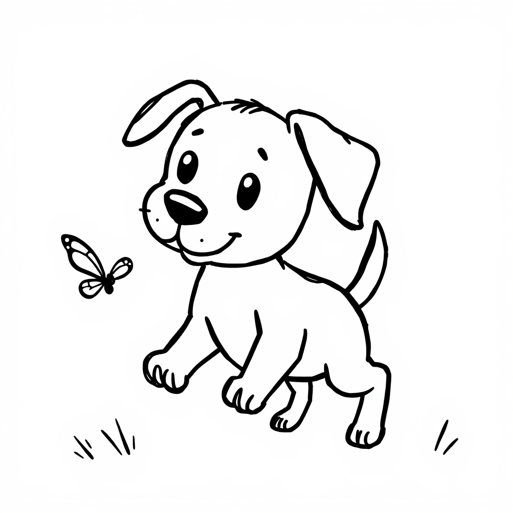 Dog chasing a butterfly