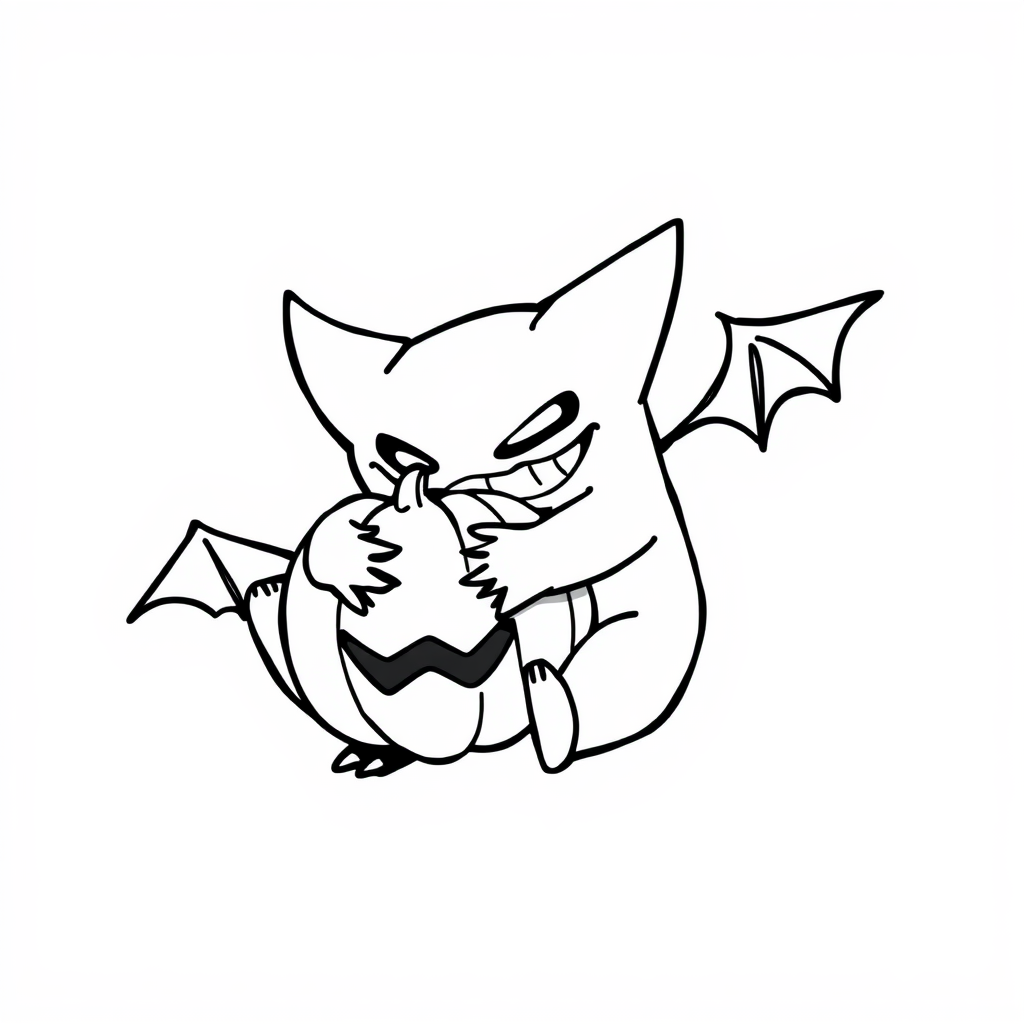 Gengar hugging a pumpkin