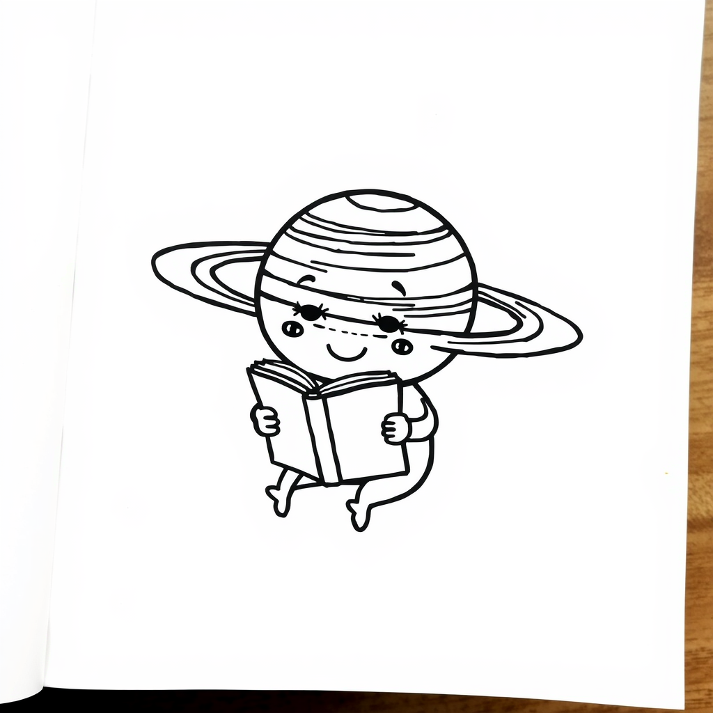 Saturn reading a book