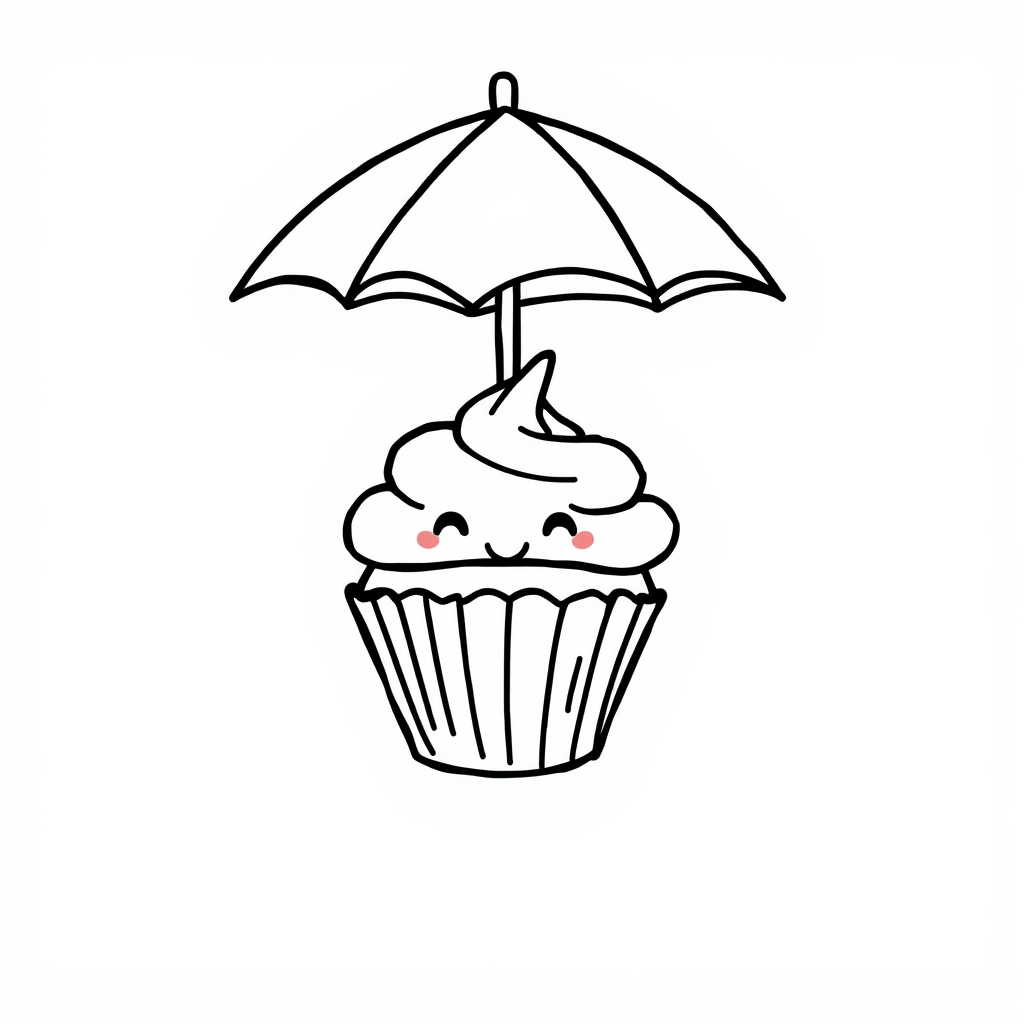 Cupcake chilling under a small umbrella