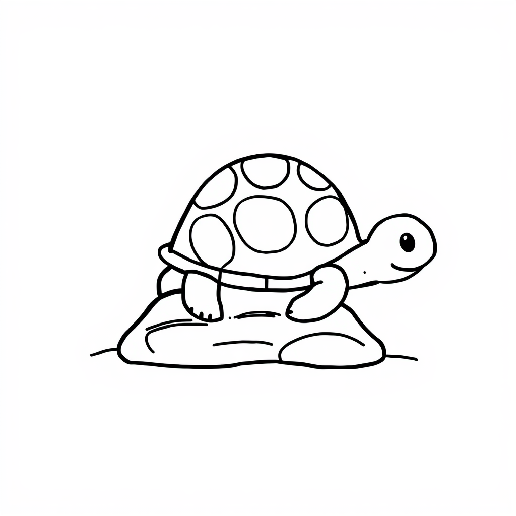 Relaxing turtle on rock