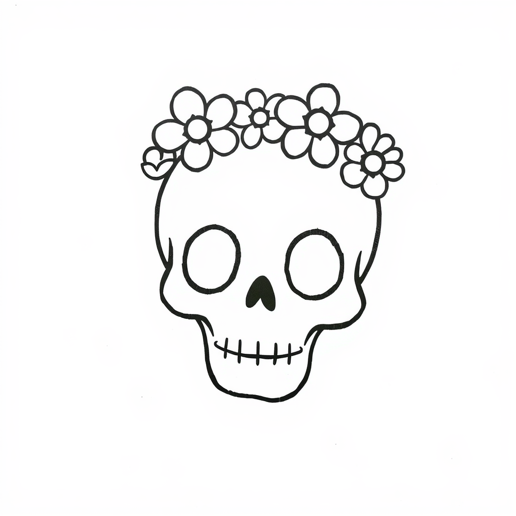 Skull adorned with a flower crown