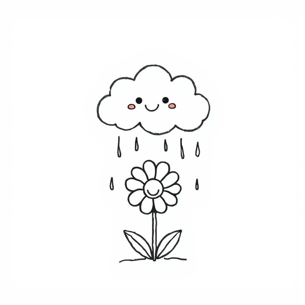 - Cloud raining on a happy flower