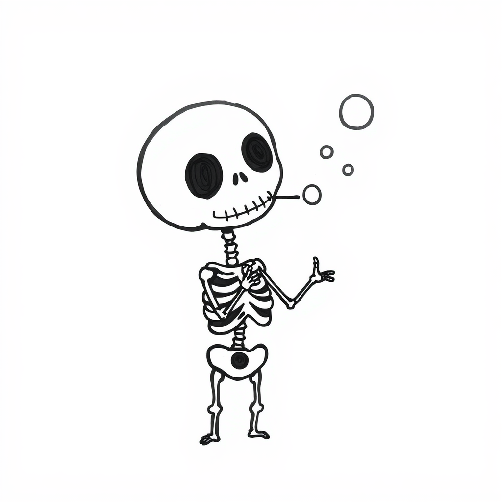 Skeleton blowing bubbles