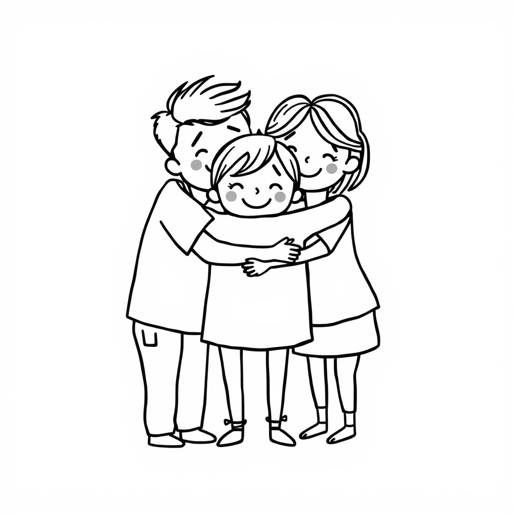 Family group hug