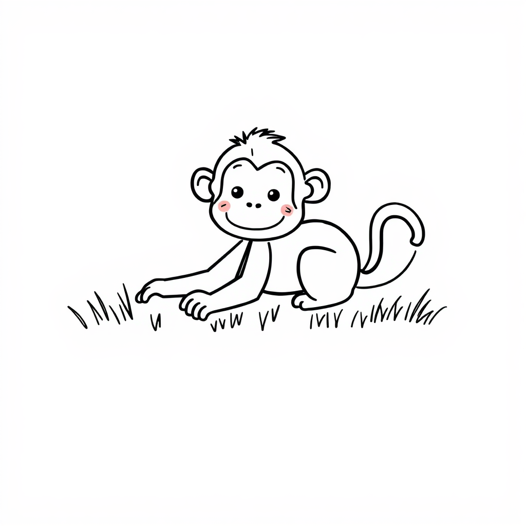 Monkey lying on the grass