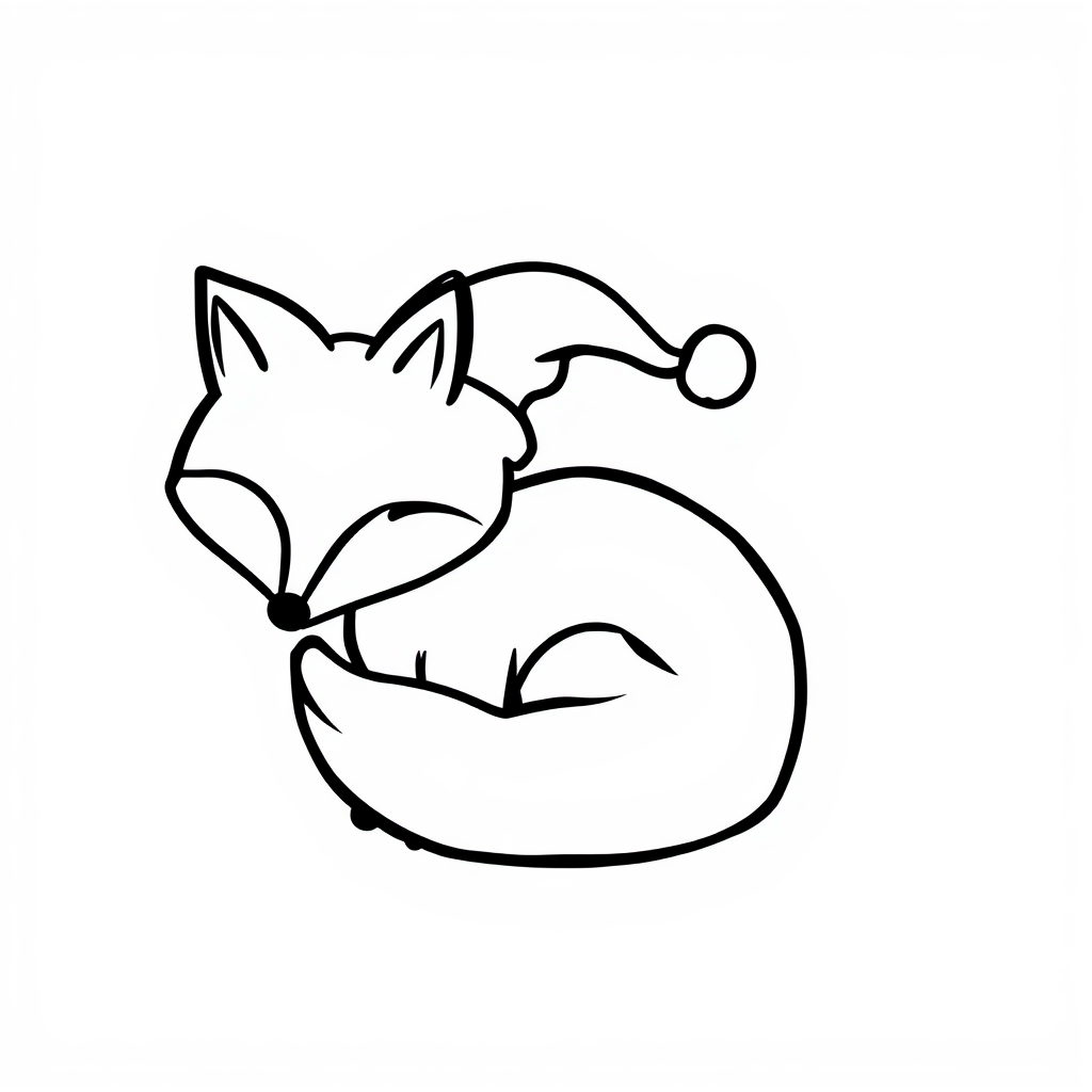 Santa Hat on curled-up fox