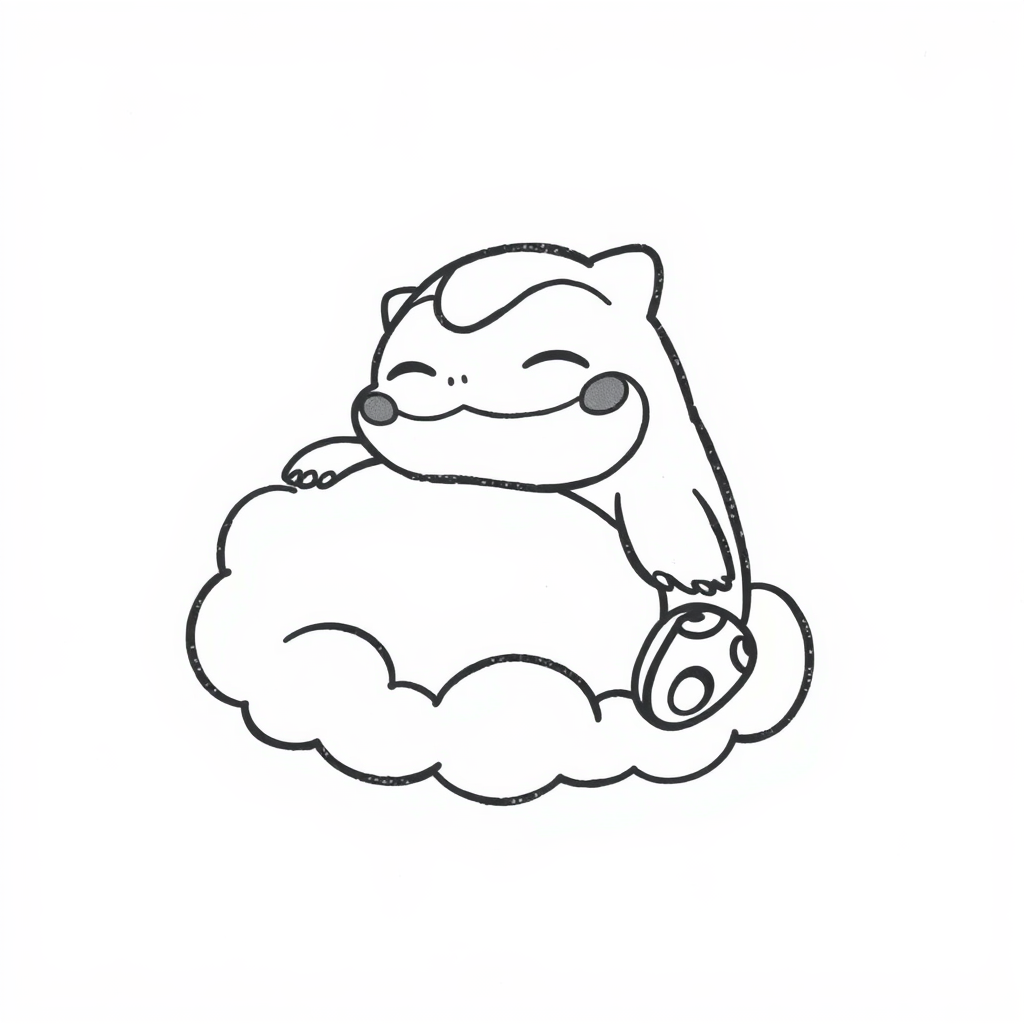 Snorlax resting on a cloud