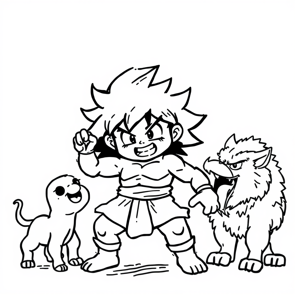 Broly fending off wild animals