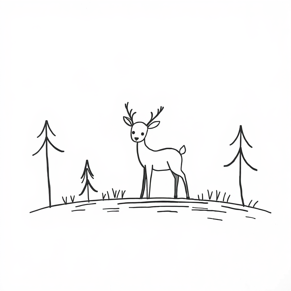 Roaming deer in a forest.