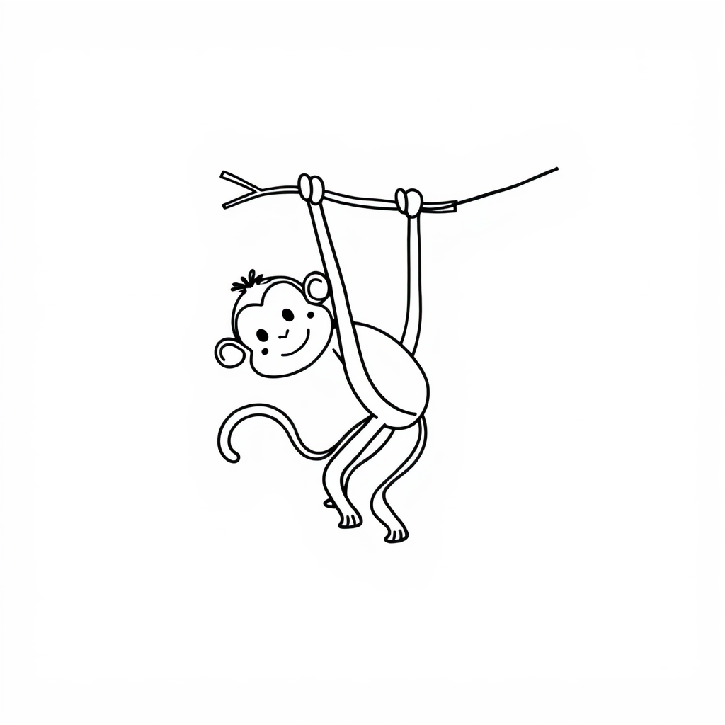 Monkey swinging from a branch.