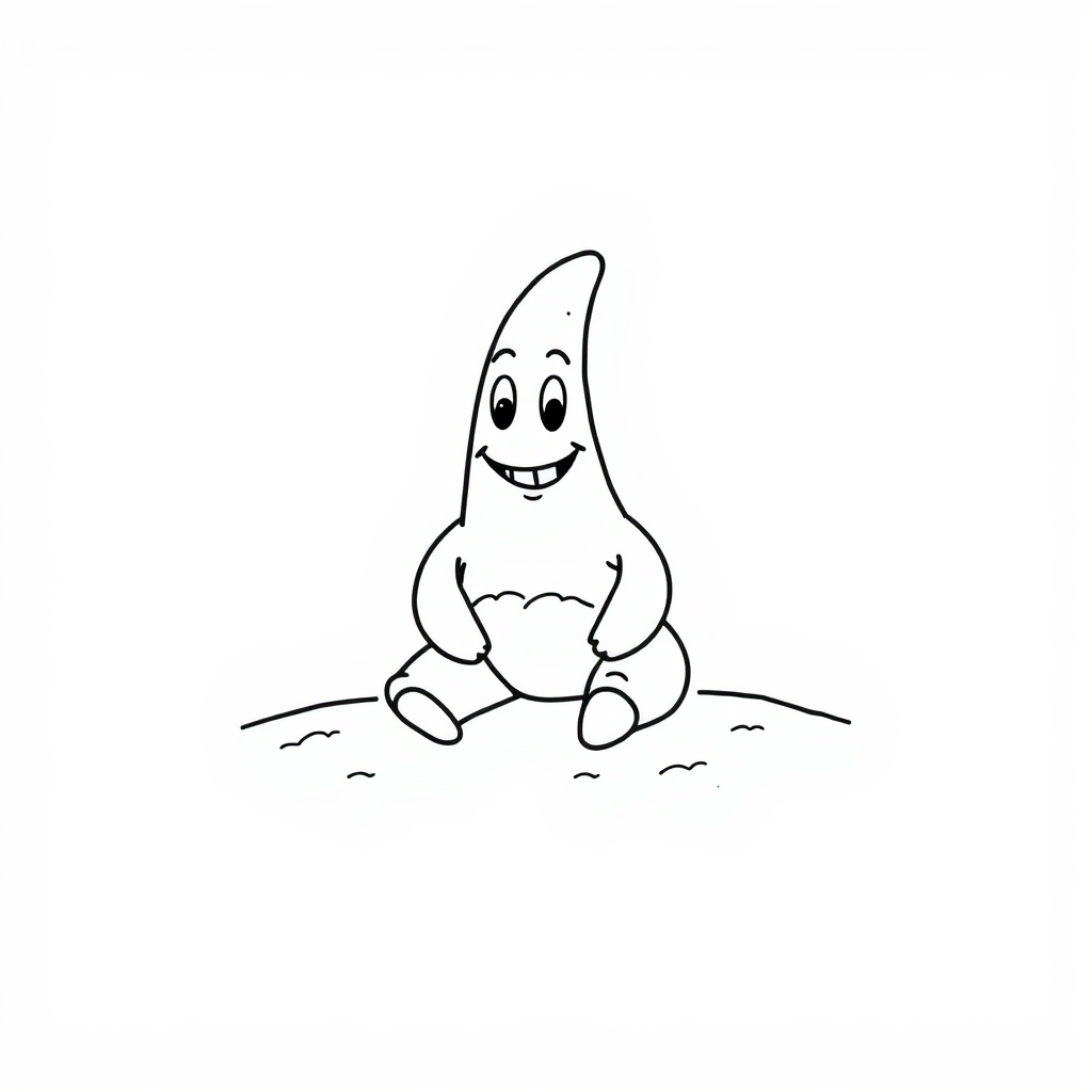 Patrick sitting on a sandy beach.