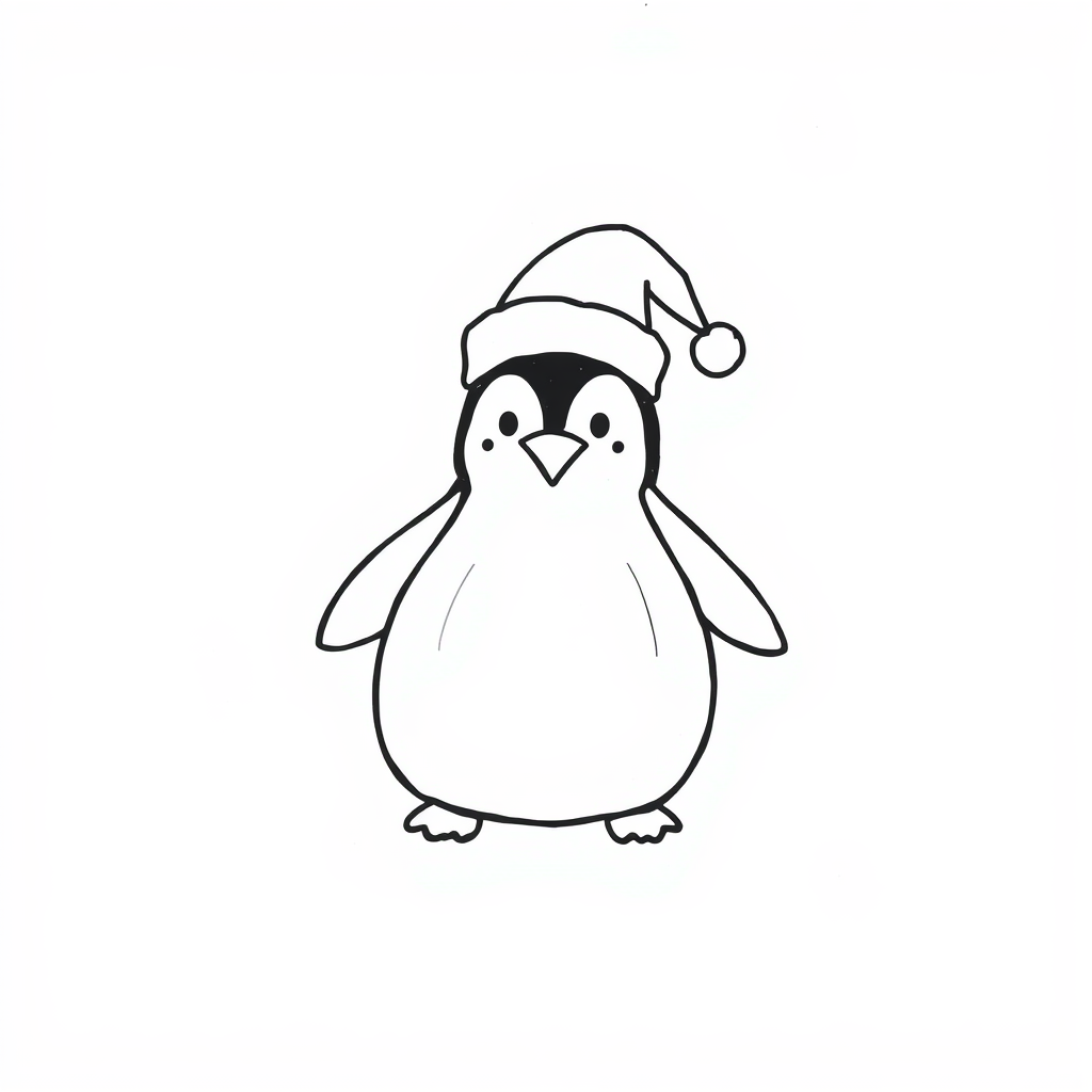 Santa Hat on sitting penguin.