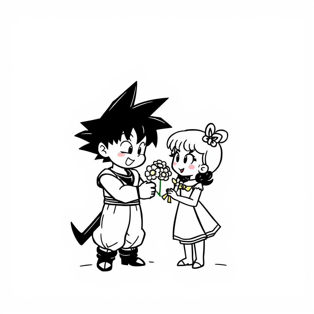 Broly giving flowers to Chi-Chi