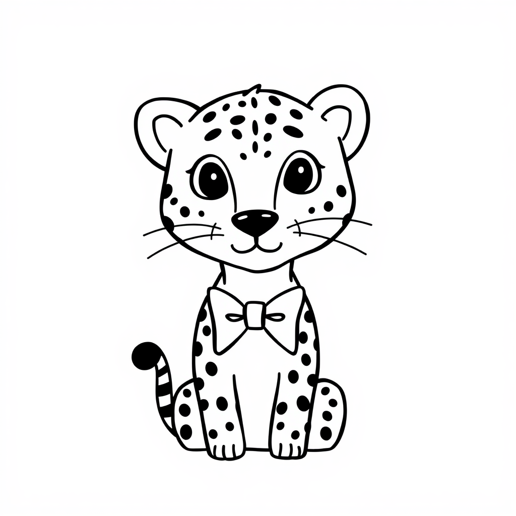 Cheetah wearing a bow tie