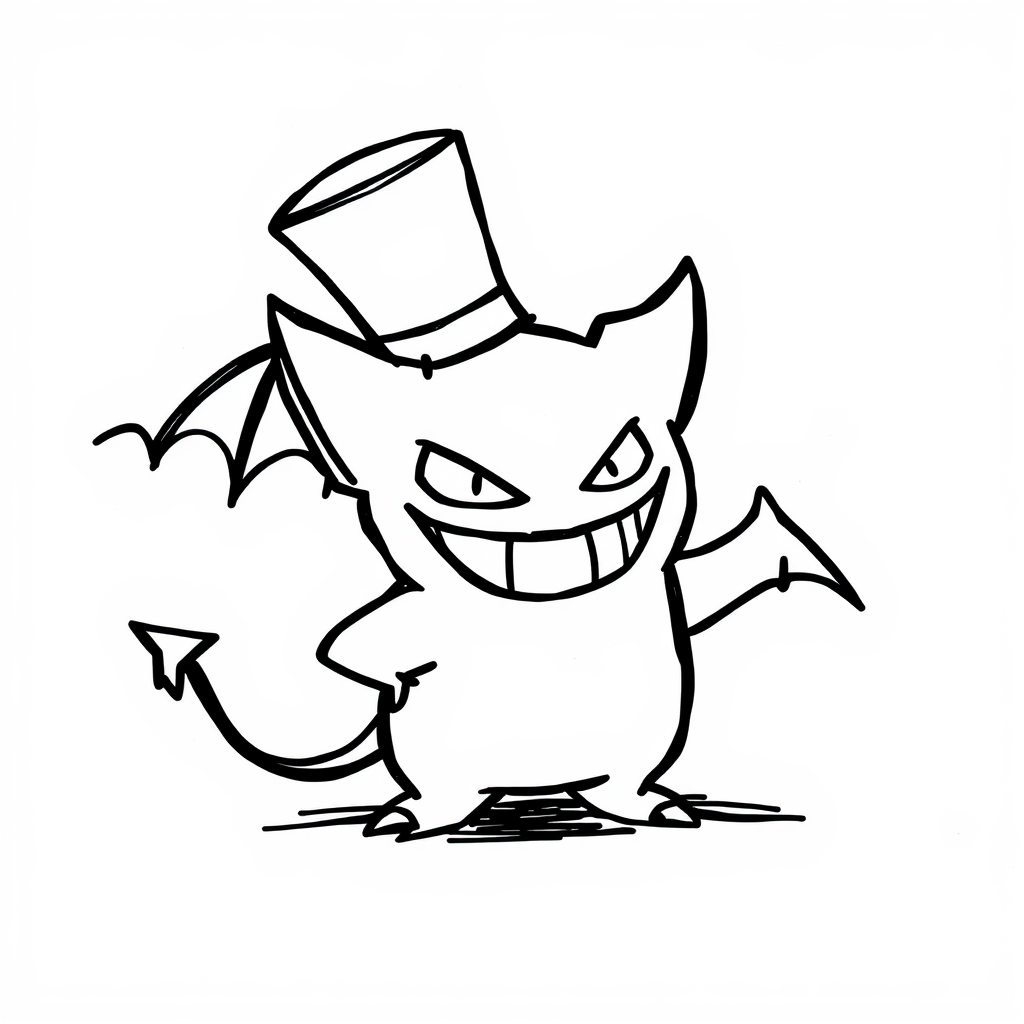 Gengar wearing a top hat