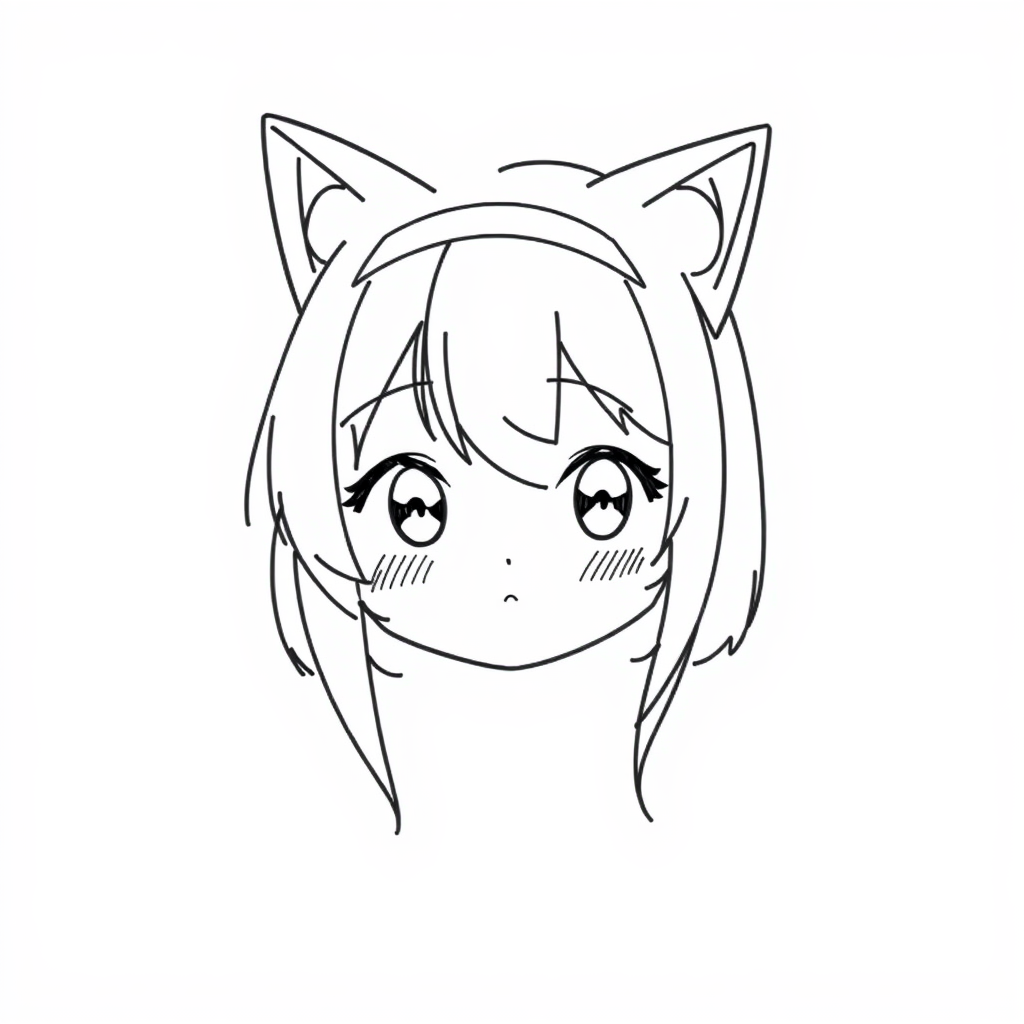 Anime girl with cat ears headband