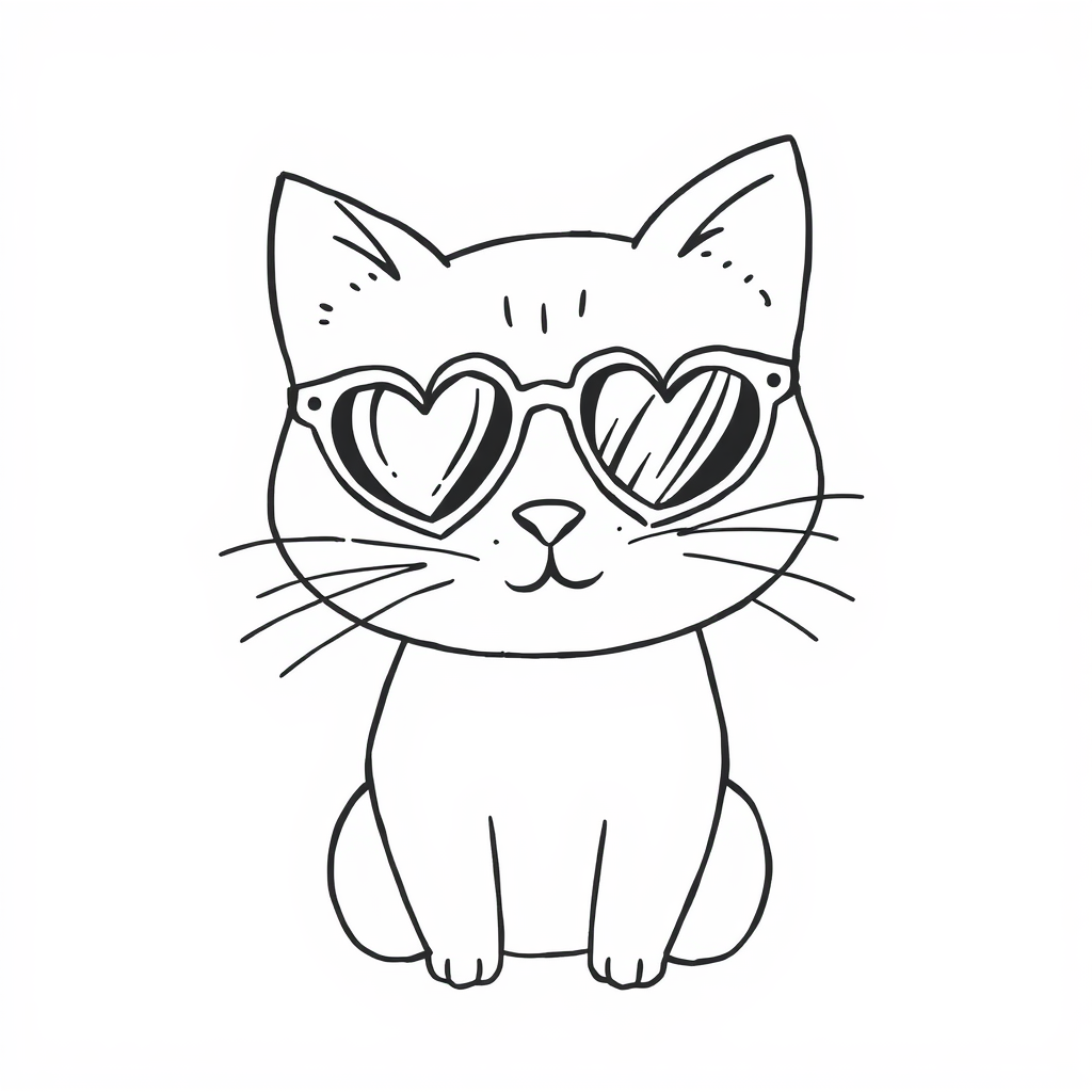 Cat wearing heart-shaped sunglasses